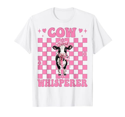 Kuhflüsterer Lustige Milchbauer Kuh Milchvieh Landwirtschaft Mädchen Mama T-Shirt von Womens Coquette Bow Dairy Farmer Cow Farming Gifts