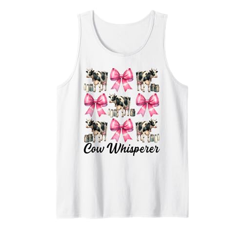 Kuhflüsterer Lustige Milchbauer Kuh Milchvieh Landwirtschaft Mädchen Mama Tank Top von Womens Coquette Bow Dairy Farmer Cow Farming Gifts