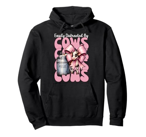Leicht abgelenkt von Kühen Milchbauer Kuhzucht Mädchen Mama Pullover Hoodie von Womens Coquette Bow Dairy Farmer Cow Farming Gifts