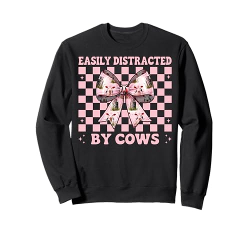 Leicht abgelenkt von Kühen Milchbauer Kuhzucht Mädchen Mama Sweatshirt von Womens Coquette Bow Dairy Farmer Cow Farming Gifts