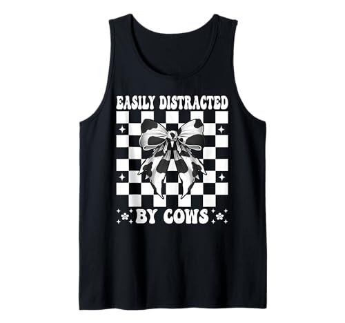Leicht abgelenkt von Kühen Milchbauer Kuhzucht Mädchen Mama Tank Top von Womens Coquette Bow Dairy Farmer Cow Farming Gifts