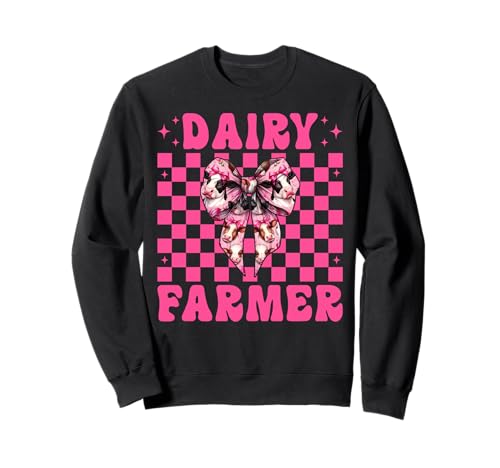Milchbauer Kuh Milchwirtschaft Mädchen Mama Kokette Schleife Sweatshirt von Womens Coquette Bow Dairy Farmer Cow Farming Gifts