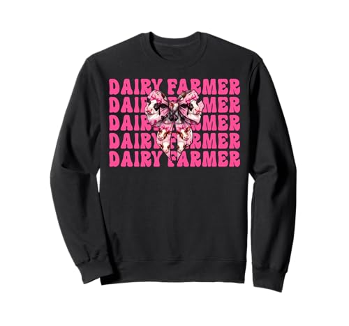 Milchbauer Kuh Milchwirtschaft Mädchen Mama Kokette Schleife Sweatshirt von Womens Coquette Bow Dairy Farmer Cow Farming Gifts