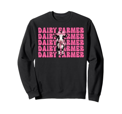 Milchbauer Kuh Milchwirtschaft Mädchen Mama Kokette Schleife Sweatshirt von Womens Coquette Bow Dairy Farmer Cow Farming Gifts