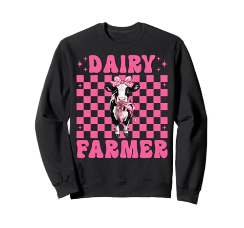 Milchbauer Kuh Milchwirtschaft Mädchen Mama Kokette Schleife Sweatshirt von Womens Coquette Bow Dairy Farmer Cow Farming Gifts