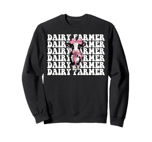 Milchbauer Kuh Milchwirtschaft Mädchen Mama Kokette Schleife Sweatshirt von Womens Coquette Bow Dairy Farmer Cow Farming Gifts