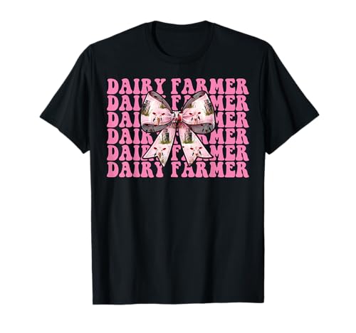 Milchbauer Kuh Milchwirtschaft Mädchen Mama Kokette Schleife T-Shirt von Womens Coquette Bow Dairy Farmer Cow Farming Gifts