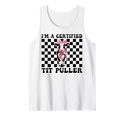 Milchbauer Kuh Milchzucht Mädchen Mama zertifizierter Meisenzieher Tank Top von Womens Coquette Bow Dairy Farmer Cow Farming Gifts