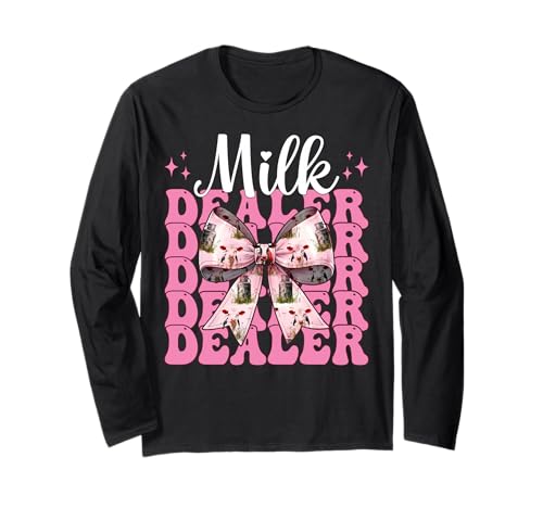 Milchhändler Milchbauer Kuh Milch Landwirtschaft Mädchen Mama Kokette Langarmshirt von Womens Coquette Bow Dairy Farmer Cow Farming Gifts