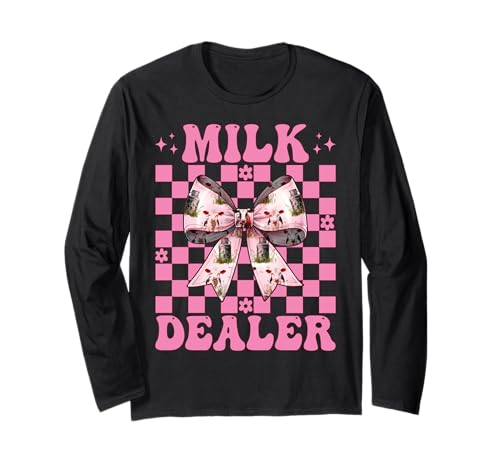 Milchhändler Milchbauer Kuh Milch Landwirtschaft Mädchen Mama Kokette Langarmshirt von Womens Coquette Bow Dairy Farmer Cow Farming Gifts