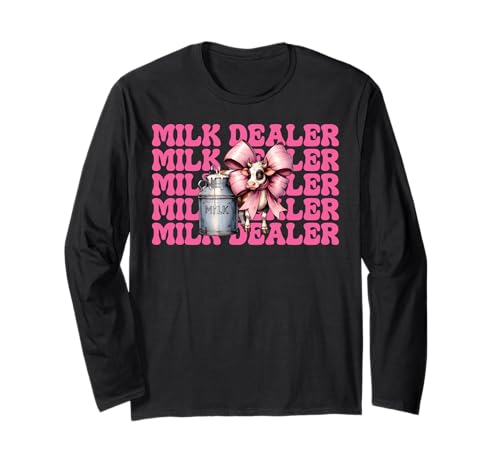 Milchhändler Milchbauer Kuh Milch Landwirtschaft Mädchen Mama Kokette Langarmshirt von Womens Coquette Bow Dairy Farmer Cow Farming Gifts