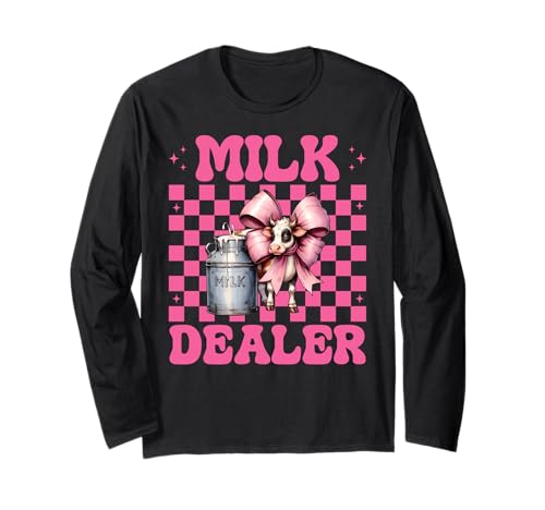 Milchhändler Milchbauer Kuh Milch Landwirtschaft Mädchen Mama Kokette Langarmshirt von Womens Coquette Bow Dairy Farmer Cow Farming Gifts