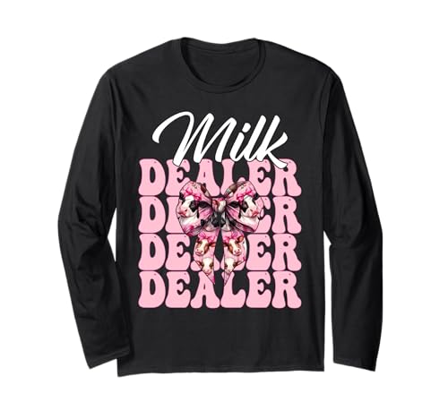 Milchhändler Milchbauer Kuh Milch Landwirtschaft Mädchen Mama Kokette Langarmshirt von Womens Coquette Bow Dairy Farmer Cow Farming Gifts