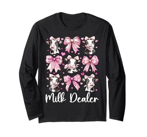 Milchhändler Milchbauer Kuh Milch Landwirtschaft Mädchen Mama Kokette Langarmshirt von Womens Coquette Bow Dairy Farmer Cow Farming Gifts