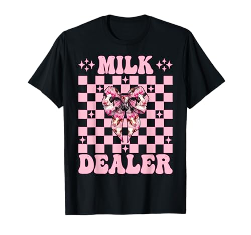 Milchhändler Milchbauer Kuh Milch Landwirtschaft Mädchen Mama Kokette T-Shirt von Womens Coquette Bow Dairy Farmer Cow Farming Gifts