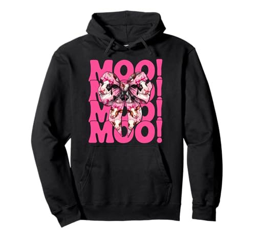 Moo! Dairy Farmer Kuh Milchvieh Landwirtschaft Mädchen Mama Kokette Schleife Pullover Hoodie von Womens Coquette Bow Dairy Farmer Cow Farming Gifts