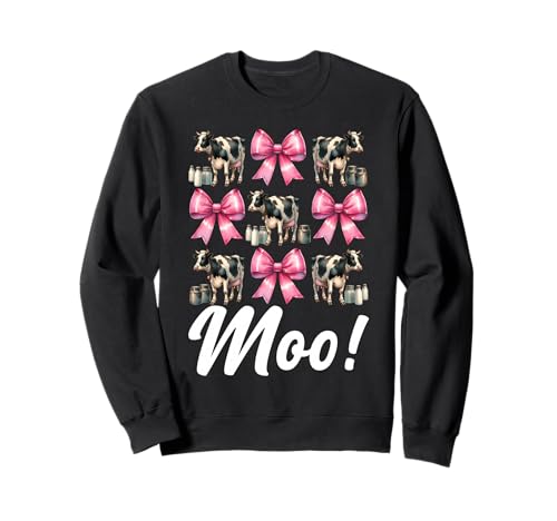 Moo! Dairy Farmer Kuh Milchvieh Landwirtschaft Mädchen Mama Kokette Schleife Sweatshirt von Womens Coquette Bow Dairy Farmer Cow Farming Gifts
