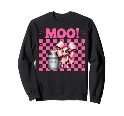 Moo! Dairy Farmer Kuh Milchvieh Landwirtschaft Mädchen Mama Kokette Schleife Sweatshirt von Womens Coquette Bow Dairy Farmer Cow Farming Gifts