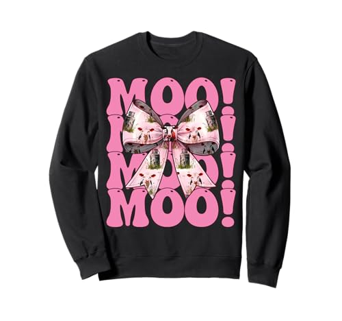 Moo! Dairy Farmer Kuh Milchvieh Landwirtschaft Mädchen Mama Kokette Schleife Sweatshirt von Womens Coquette Bow Dairy Farmer Cow Farming Gifts