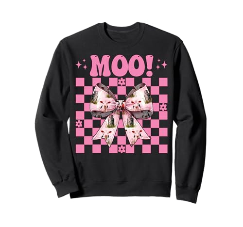 Moo! Dairy Farmer Kuh Milchvieh Landwirtschaft Mädchen Mama Kokette Schleife Sweatshirt von Womens Coquette Bow Dairy Farmer Cow Farming Gifts