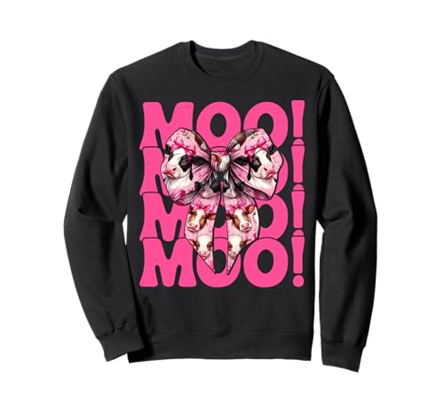 Moo! Dairy Farmer Kuh Milchvieh Landwirtschaft Mädchen Mama Kokette Schleife Sweatshirt von Womens Coquette Bow Dairy Farmer Cow Farming Gifts