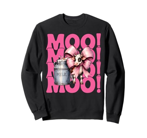 Moo! Dairy Farmer Kuh Milchvieh Landwirtschaft Mädchen Mama Kokette Schleife Sweatshirt von Womens Coquette Bow Dairy Farmer Cow Farming Gifts