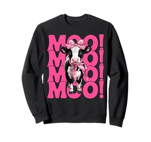 Moo! Dairy Farmer Kuh Milchvieh Landwirtschaft Mädchen Mama Kokette Schleife Sweatshirt von Womens Coquette Bow Dairy Farmer Cow Farming Gifts
