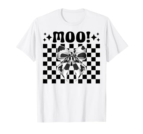 Moo! Dairy Farmer Kuh Milchvieh Landwirtschaft Mädchen Mama Kokette Schleife T-Shirt von Womens Coquette Bow Dairy Farmer Cow Farming Gifts