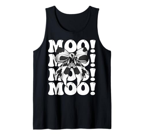 Moo! Dairy Farmer Kuh Milchvieh Landwirtschaft Mädchen Mama Kokette Schleife Tank Top von Womens Coquette Bow Dairy Farmer Cow Farming Gifts