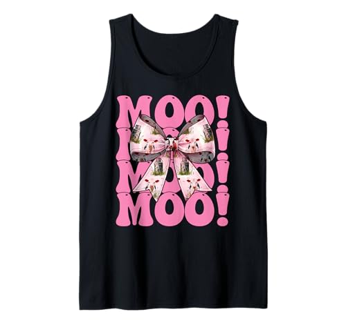 Moo! Dairy Farmer Kuh Milchvieh Landwirtschaft Mädchen Mama Kokette Schleife Tank Top von Womens Coquette Bow Dairy Farmer Cow Farming Gifts