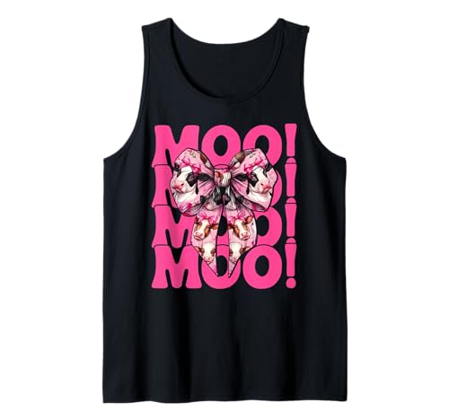 Moo! Dairy Farmer Kuh Milchvieh Landwirtschaft Mädchen Mama Kokette Schleife Tank Top von Womens Coquette Bow Dairy Farmer Cow Farming Gifts