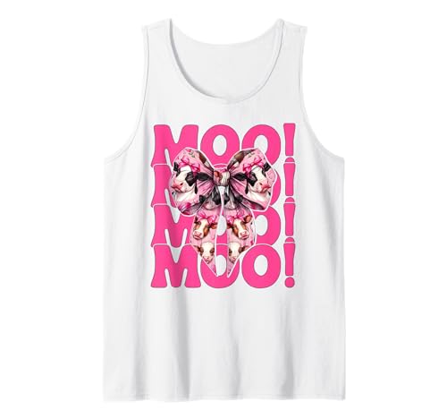 Moo! Dairy Farmer Kuh Milchvieh Landwirtschaft Mädchen Mama Kokette Schleife Tank Top von Womens Coquette Bow Dairy Farmer Cow Farming Gifts