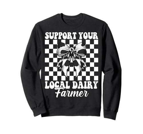 Unterstützen Sie Ihren lokalen Milchbauer Kuhmilchzucht Mädchen Mama Sweatshirt von Womens Coquette Bow Dairy Farmer Cow Farming Gifts