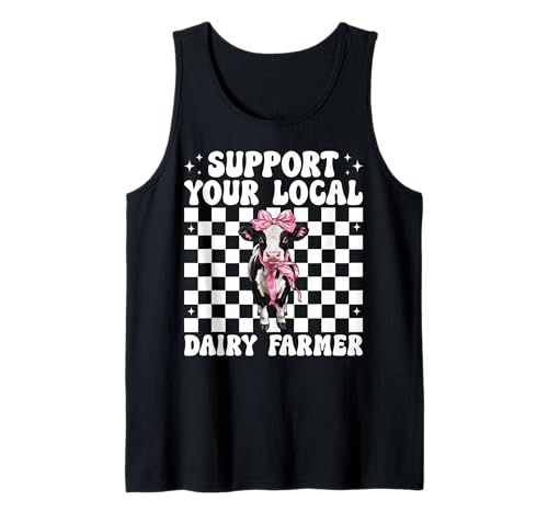 Unterstützen Sie Ihren lokalen Milchbauer Kuhmilchzucht Mädchen Mama Tank Top von Womens Coquette Bow Dairy Farmer Cow Farming Gifts