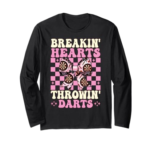 Breakin' Hearts Throwin' Darts Dartscheibe Dart Girl Coquette Langarmshirt von Womens Coquette Bow Darts Dartboard Dart Gifts