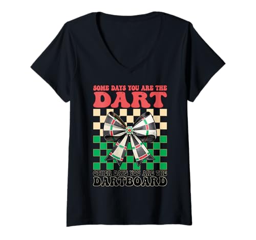 Damen Some Days You Are The Dart Dartscheibe Girl Coquette Bow T-Shirt mit V-Ausschnitt von Womens Coquette Bow Darts Dartboard Dart Gifts