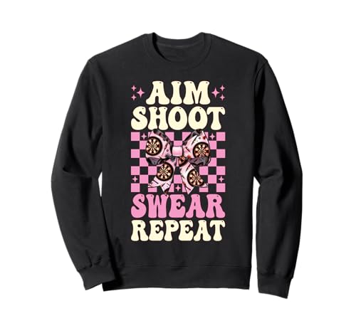 Darts Dartscheibe Dart Girl Coquette Zielschießen Schwören wiederholen Sweatshirt von Womens Coquette Bow Darts Dartboard Dart Gifts