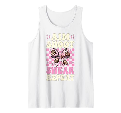 Darts Dartscheibe Dart Girl Coquette Zielschießen Schwören wiederholen Tank Top von Womens Coquette Bow Darts Dartboard Dart Gifts