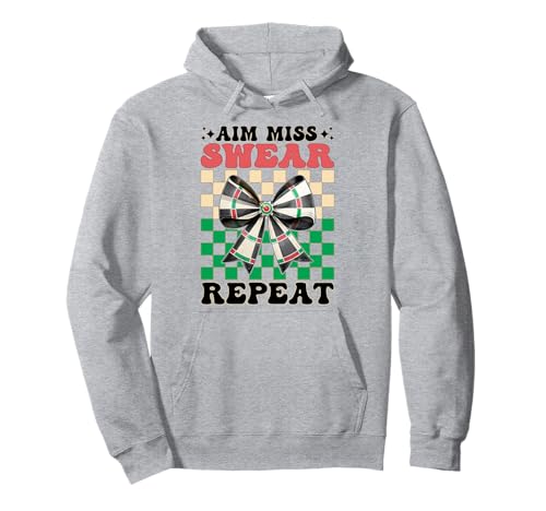 Darts Dartscheibe Dart Girl Mom Coquette Aim Miss Swear Repeat Pullover Hoodie von Womens Coquette Bow Darts Dartboard Dart Gifts