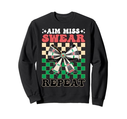 Darts Dartscheibe Dart Girl Mom Coquette Aim Miss Swear Repeat Sweatshirt von Womens Coquette Bow Darts Dartboard Dart Gifts