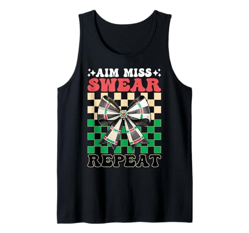 Darts Dartscheibe Dart Girl Mom Coquette Aim Miss Swear Repeat Tank Top von Womens Coquette Bow Darts Dartboard Dart Gifts