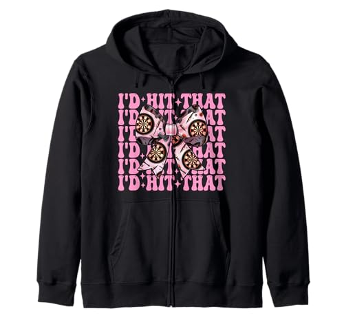 Darts Dartscheibe Dart Girl Mom Coquette Bow I'd Hit That Kapuzenjacke von Womens Coquette Bow Darts Dartboard Dart Gifts