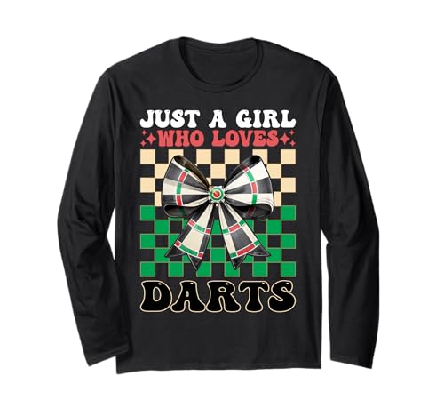 Just A Girl Who Loves Darts Dartscheibe Dart Girl Coquette Bow Langarmshirt von Womens Coquette Bow Darts Dartboard Dart Gifts