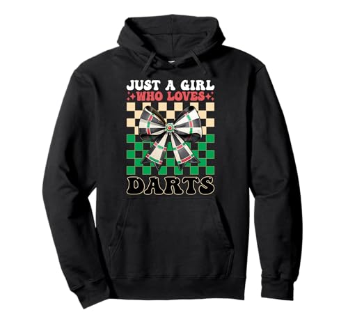 Just A Girl Who Loves Darts Dartscheibe Dart Girl Coquette Bow Pullover Hoodie von Womens Coquette Bow Darts Dartboard Dart Gifts