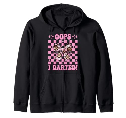 Oops, I Darted! Darts Dartscheibe Dart Girl Mom Coquette Bow Kapuzenjacke von Womens Coquette Bow Darts Dartboard Dart Gifts
