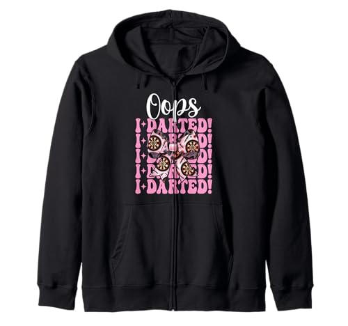 Oops, I Darted! Darts Dartscheibe Dart Girl Mom Coquette Bow Kapuzenjacke von Womens Coquette Bow Darts Dartboard Dart Gifts