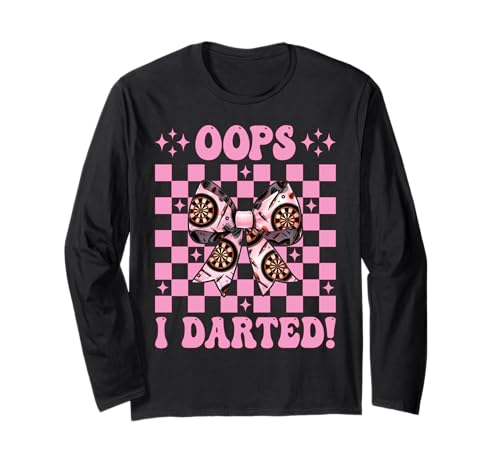 Oops, I Darted! Darts Dartscheibe Dart Girl Mom Coquette Bow Langarmshirt von Womens Coquette Bow Darts Dartboard Dart Gifts