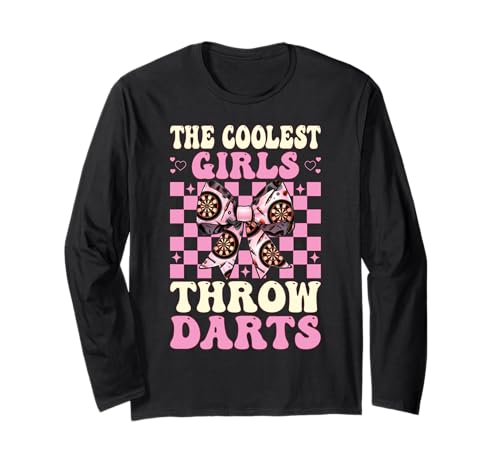 The Coolest Girls Throw Darts Dartscheibe Dart Girl Coquette Langarmshirt von Womens Coquette Bow Darts Dartboard Dart Gifts