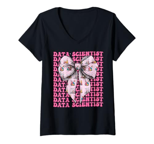 Damen Data Scientist Science Graph Girl Kokettenschleife, rosa T-Shirt mit V-Ausschnitt Damen Data Scientist Science Graph Girl Kokettenschleife, rosa T-Shirt mit V-Ausschnitt von Womens Coquette Bow Data Scientist Science Gifts