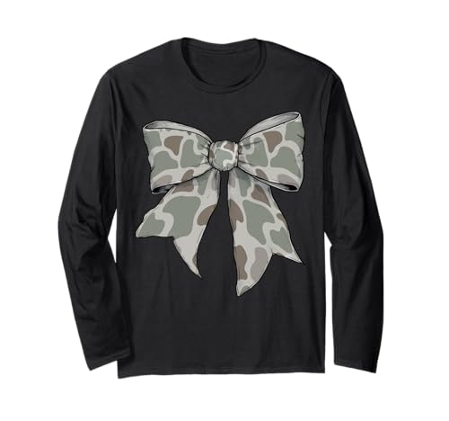 Hirsch Jagd Jäger Camouflage Camo Mädchen Kokette Schleife Langarmshirt Hirsch Jagd Jäger Camouflage Camo Mädchen Kokette Schleife Langarmshirt von Womens Coquette Bow Deer Hunting Hunter Gifts